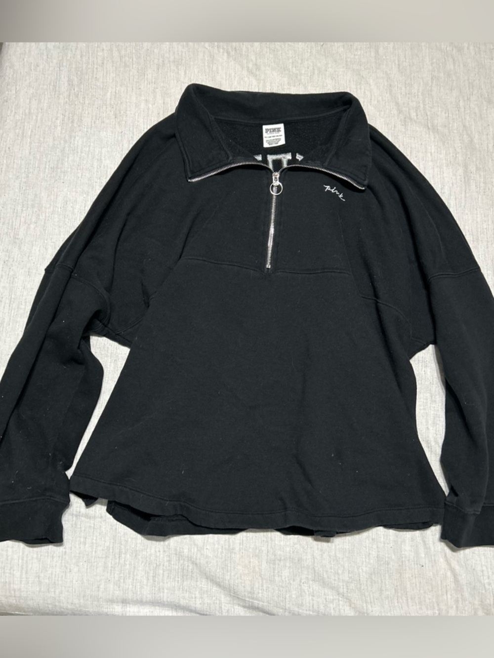 PINK Victoria's Secret Black Half-Zip Sweatshirt Pullover